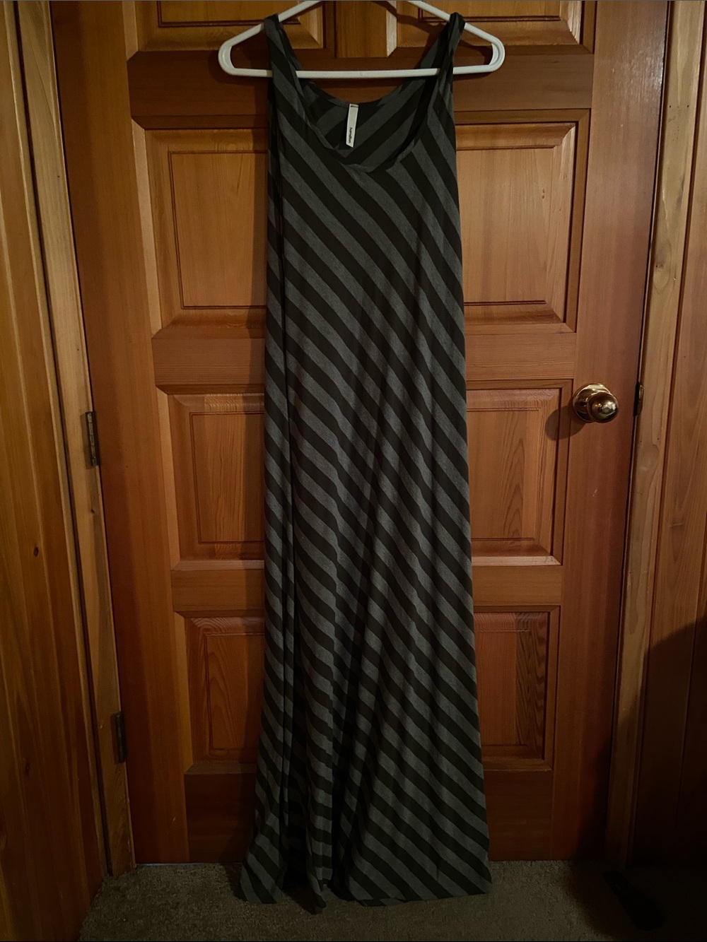 Hamilton Black and Gray Striped Maxi Dress